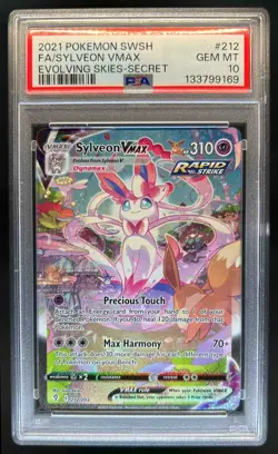 2021 Pokemon SWSH Evolving Skies Sylveon VMAX #212/203 PSA 10 - Image 1