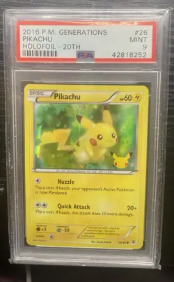 Psa 9 2016 POKEMON Generations 20th Anniversary PIKACHU PROMO - Image 1