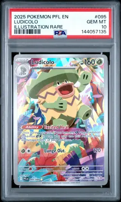 2025 POKEMON PFL EN-PHANTASMAL FLAMES ILLUSTRATION RARE #095 LUDICOLO PSA 10 - Image 1