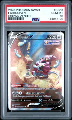 2023 POKEMON SWORD & SHIELD CROWN ZENITH #GG53 FULL ART/HOOPA V PSA 10 - Image 1