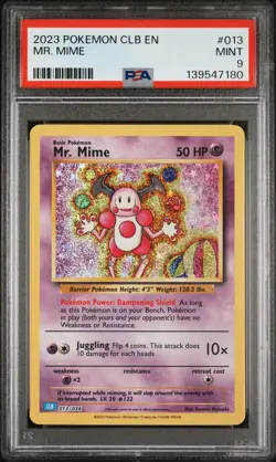 2023 POKEMON CLB-CLASSIC BLASTOISE & SUICUNE EX DECK #013 MR. MIME PSA 9 - Image 1