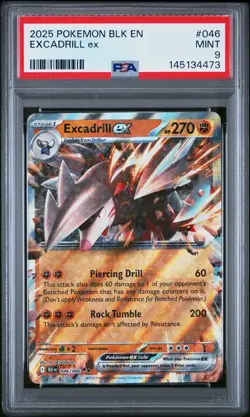 2025 POKEMON BLK EN-BLACK BOLT #046 EXCADRILL EX PSA 9 - Image 1