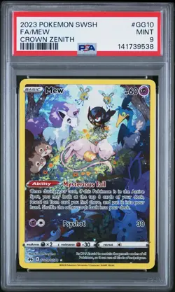 2023 POKEMON SWORD & SHIELD CROWN ZENITH #GG10 FULL ART/MEW PSA 9 - Image 1