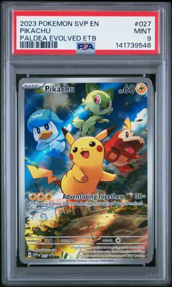 2023 POKEMON SVP EN-SV BLACK STAR PROMO #027 PIKACHU PSA 9 - Image 1