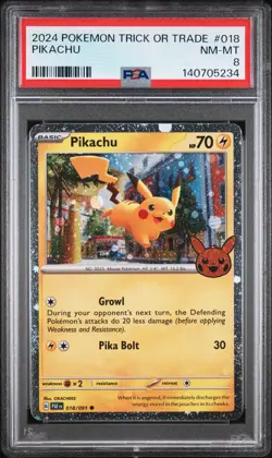 2024 POKEMON TRICK OR TRADE #018 PIKACHU PSA 8 - Image 1