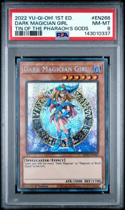 2022 YU-GI-OH! TIN OF THE PHARAOH'S GODS 1ST EDITION DARK MAGICIAN GIRL PSA 8 - Image 1