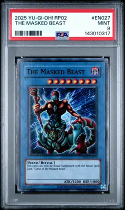 2025 YU-GI-OH! RP02-RETRO PACK 2 #EN027 THE MASKED BEAST PSA 9 - Image 1