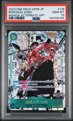 2023 ONE PIECE JPN WINGS OF THE CAPTAIN MANGA ALT ART #118 RORONOA ZORO PSA 10 - Image 1