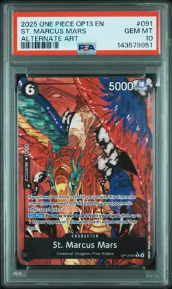 2025 ONE PIECE OP13-CARRYING ON HIS WILL ALTERNATE ART ST. MARCUS MARS PSA 10 - Image 1