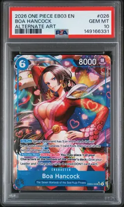 2026 ONE PIECE EXTRA BOOSTER HEROINES EDITION ALTERNATE ART BOA HANCOCK PSA 10 - Image 1