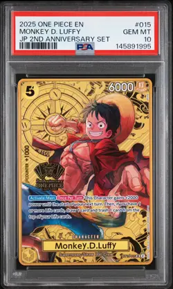 2025 ONE PIECE JAPANESE 2ND ANNIVERSARY SET #015 MONKEY D. LUFFY PSA 10 - Image 1