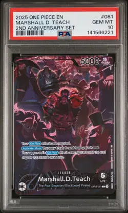 2025 ONE PIECE ENGLISH 2ND ANNIVERSARY SET OP09-081 MARSHALL D. TEACH PSA 10 - Image 1