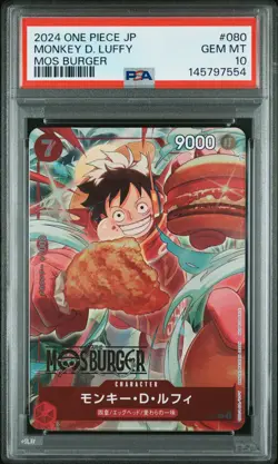 2024 ONE PIECE JAPANESE PROMOS MOS BURGER #080 MONKEY D. LUFFY PSA 10 - Image 1