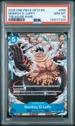 2025 ONE PIECE OP13-CARRYING ON HIS WILL TREASURE RARE MONKEY D. LUFFY PSA 10 - Image 1