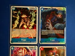 Buggy One Piece TCG 4-card lot ST25 Super Rare+OP09 Rare+OP03/OP12 Uncommon PWE - Image 3