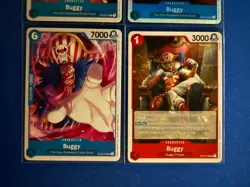 Buggy One Piece TCG 4-card lot ST25 Super Rare+OP09 Rare+OP03/OP12 Uncommon PWE - Image 4