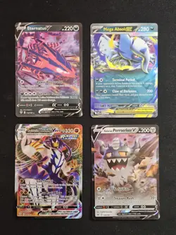 Pokemon 4 Card Ultra Rare Lot – Urshifu VMAX, Mega Absol EX + V Cards - Image 1