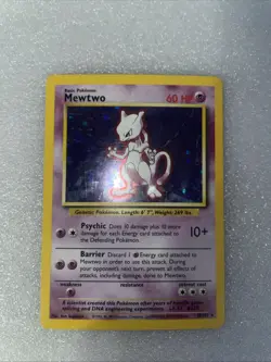 Pokemon TCG Mewtwo Base Set Holographic Card 10/102 lp—/Nm - Image 1