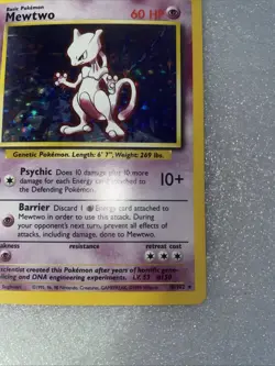 Pokemon TCG Mewtwo Base Set Holographic Card 10/102 lp—/Nm - Image 5