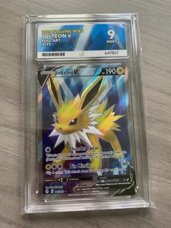 Pokemon Card SWSH Evolving Skies Full Art Jolteon V #177 Graded Ace 9 - Image 1