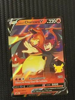 Lance's Charizard V SWSH133 Stamped Celebrations 25th Promo Pokemon Card NM/M - Image 1