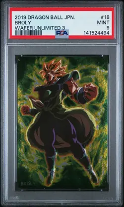 2019 DRAGON BALL JAPANESE WAFER CARD UNLIMITED 3 #18 BROLY PSA 9 - Image 1