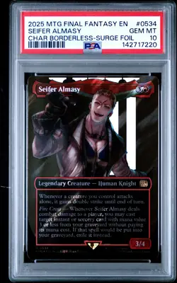 2025 MTG FINAL FANTASY CHARACTER BORDERLESS-SURGE FOIL SEIFER ALMASY PSA 10 - Image 1