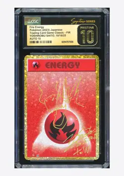 Pokemon CGC10 PRISTINE AUTO10 Fire Energy Holo Yoshinobu Saito 2023 #FIR CLL JPN - Image 1