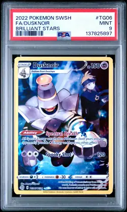 2022 POKEMON SWORD & SHIELD BRILLIANT STARS #TG06 FULL ART/DUSKNOIR PSA 9 - Image 1