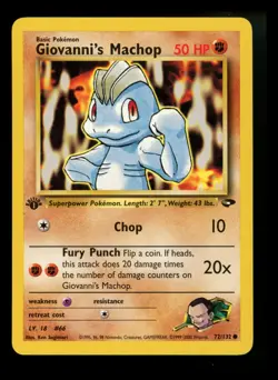 1st Edition Giovanni's Machop 72/132 Gym Challenge 2000 WOTC Pokemon Card TCG - Image 1