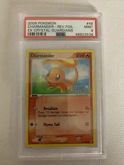 POKEMON 2006 CHARMANDER REV. FOIL EX CRYSTAL GUARDIANS PSA 9 - Image 1