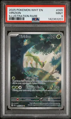2025 POKEMON WHT EN-WHITE FLARE ILLUSTRATION RARE #095 VIRIZION PSA 9 - Image 1