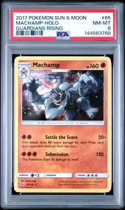 2017 POKEMON SUN & MOON GUARDIANS RISING #65 MACHAMP-HOLO PSA 8 - Image 1