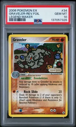 2006 POKEMON EX LEGEND MAKER #34 GRAVELER-REVERSE FOIL PSA 10 - Image 1