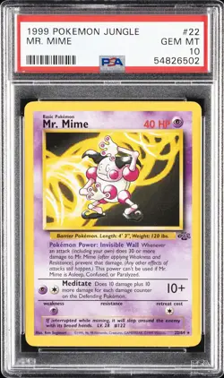 1999 POKEMON JUNGLE #22 MR. MIME PSA 10 - Image 1