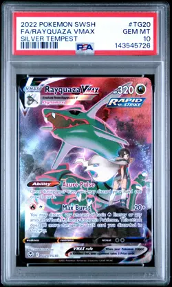 2022 POKEMON SWORD & SHIELD SILVER TEMPEST #TG20 FULL ART/RAYQUAZA VMAX PSA 10 - Image 1