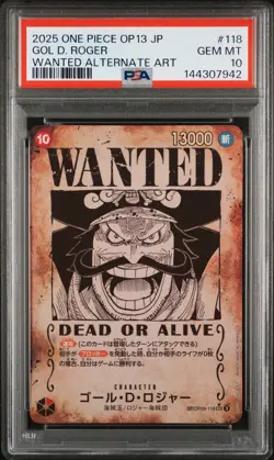 2025 ONE PIECE JPN CARRYING ON HIS WILL WANTED ALT ART #118 GOL D. ROGER PSA 10 - Image 1