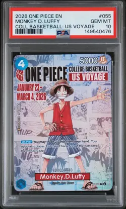 2026 ONE PIECE PROMOS COLLEGE BASKETBALL : US VOYAGE MONKEY D. LUFFY PSA 10 - Image 1