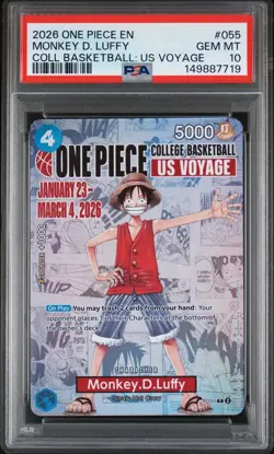 2026 ONE PIECE PROMOS COLLEGE BASKETBALL : US VOYAGE MONKEY D. LUFFY PSA 10 - Image 1