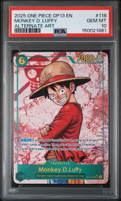 2025 ONE PIECE OP13-CARRYING ON HIS WILL ALTERNATE ART MONKEY D. LUFFY PSA 10 - Image 1