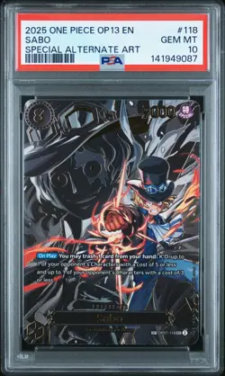 2025 ONE PIECE OP13-CARRYING ON HIS WILL SPECIAL ALTERNATE ART #118 SABO PSA 10 - Image 1