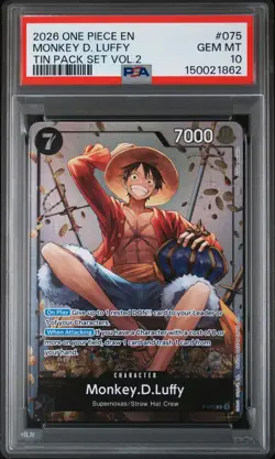 2026 ONE PIECE PROMOS TIN PACK SET VOL.2 #075 MONKEY D. LUFFY PSA 10 - Image 1