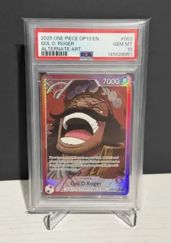 2025 ONE PIECE OP13-CARRYING ON HIS WILL ALTERNATE ART #003 GOL D. ROGER PSA 10 - Image 1