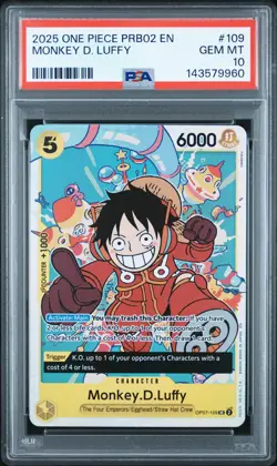 2025 ONE PIECE PRB02-PREMIUM BOOSTER VOL.2 #109 MONKEY D. LUFFY PSA 10 - Image 1
