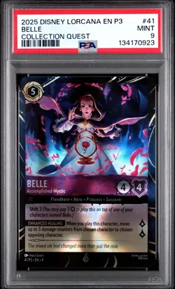 2025 DISNEY LORCANA EN P3-PROMO COLLECTION QUEST BELLE ACCOMPLISHED MYSTIC PSA 9 - Image 1