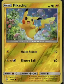 Pikachu Common Hidden Fates 19/68 Lightning Reverse Holo Pokemon Card - Image 1