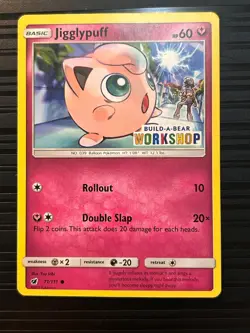 Build a Bear Pokemon Card Jigglypuff Promo Trading 71/111 2017 MP/DMG - Image 1