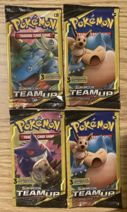 Pokemon Team Up 3 Card Booster Packs - Lot of 4 Packs - HEAVY weight up to 7.86g - Image 1