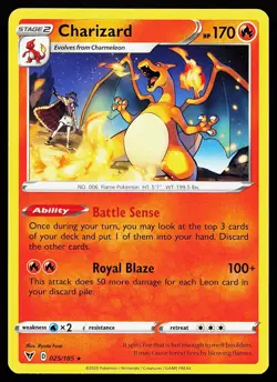 Charizard 025/185 Rare Non-Holo Vivid Voltage Pokemon Card - Image 1