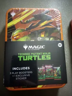 MtG Teenage Mutant Ninja Turtles Lot of 3x Tins with 3x Packs Each & Sticker - Image 2